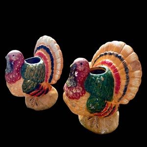 Vintage turkey taper candle holders